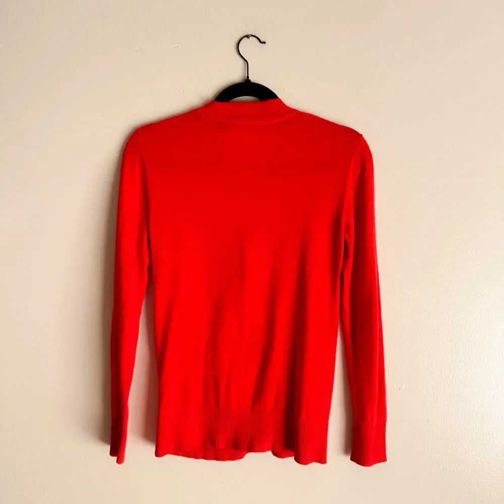Tory Burch Red Button Front V Neck Cardigan Sweater - Small